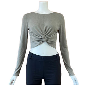 Forever 21 Ribbed Twist Front Long Sleeve Top Medium
